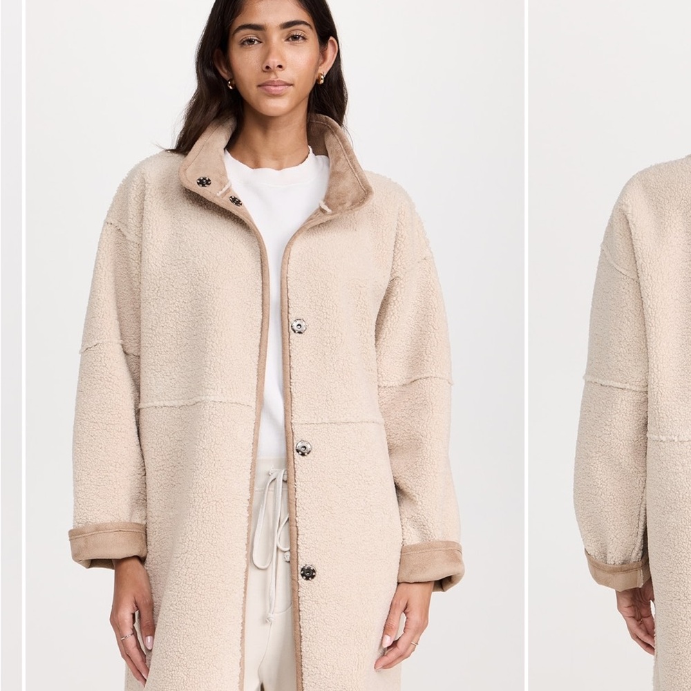 Velvet by Graham & Spencer, Sherpa/suede reversible long oversized coat, small